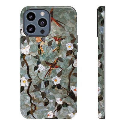 Stained Glass Hummingbirds and Flowers iPhone Case