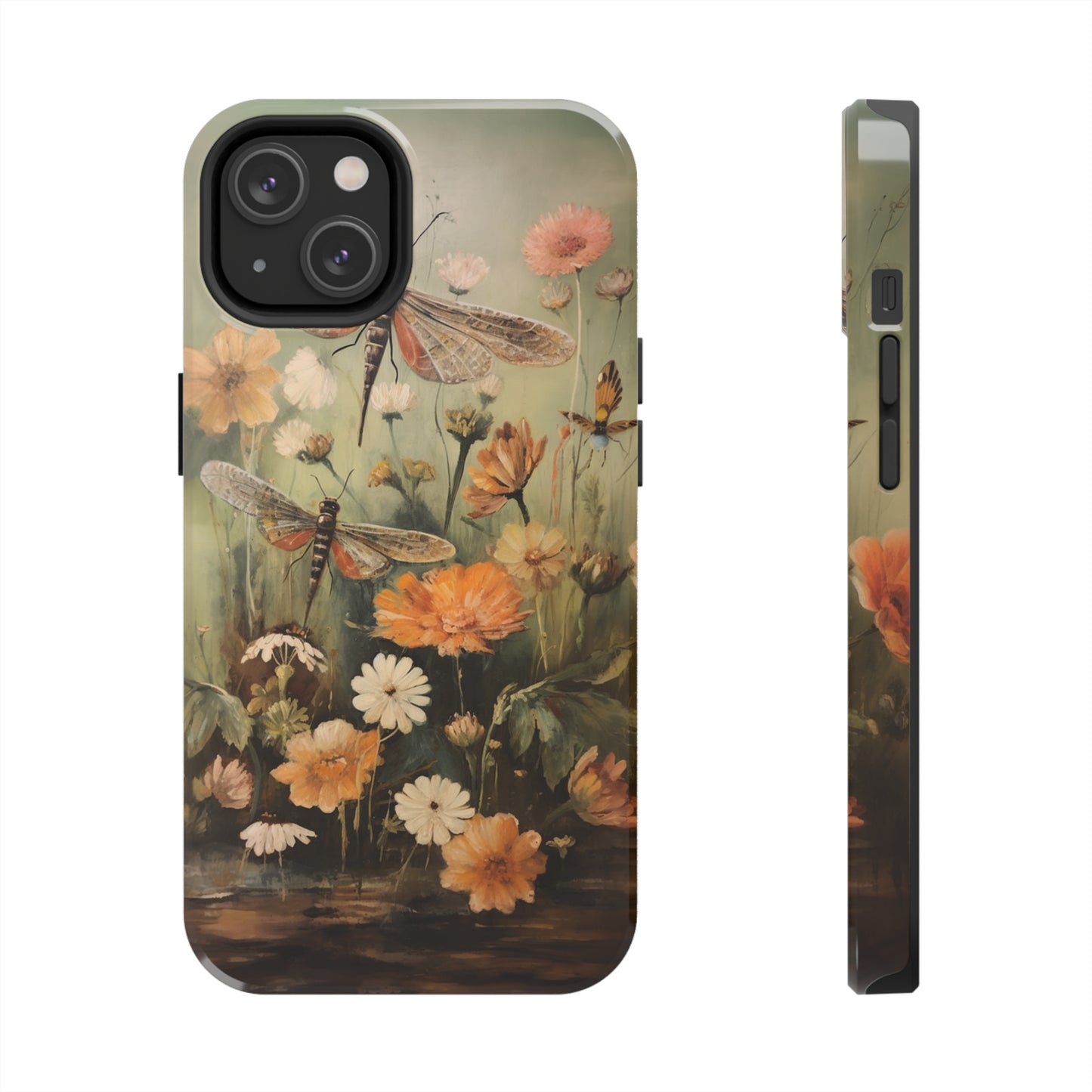Nature-Inspired Elegance - Floral Dragonfly iPhone Case