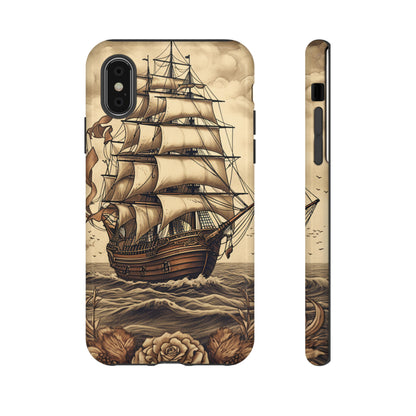 Vintage Tattoo Style Pirate Ship Phone Case