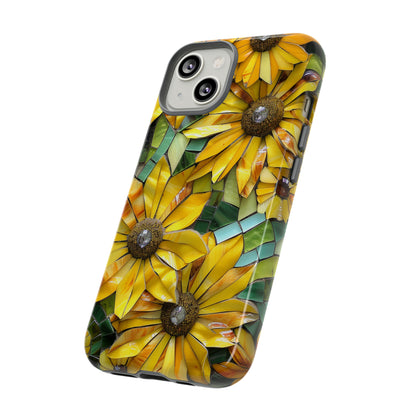 Yellow and Gold Daisy Mosaic Stained Glass Phone Case for iPhone 15, 14, Pro Max, 13, 12 & Samsung Galaxy S23, S22, S21, Google Pixel