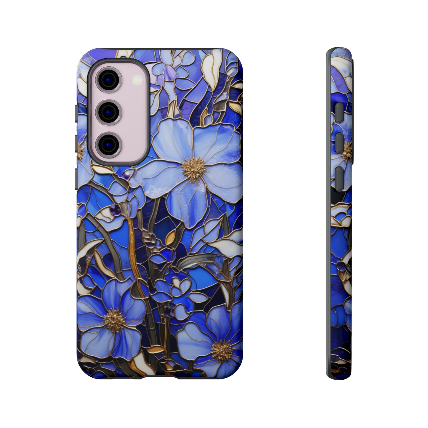 Periwinkle Stained Glass with Gold Inlay Phone Case for iPhone 15, 14, Pro Max, 13, 12 & Samsung Galaxy S23, S22, S21, Google Pixel