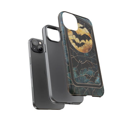 Halloween Phone Case Bats Stained Glass Style Spooky Moon Phone Cover