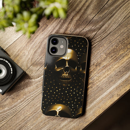 iPhone Tough Case | Dark Decadence: Gothic Gold Skulls and Studs  | Unveil Your Edgy Elegance