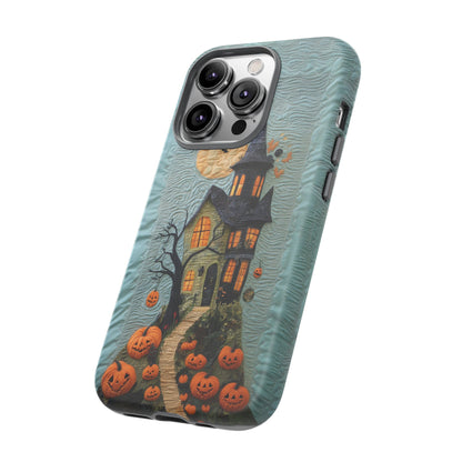 Halloween Haunted House Vintage Embroidery Style Phone Cover