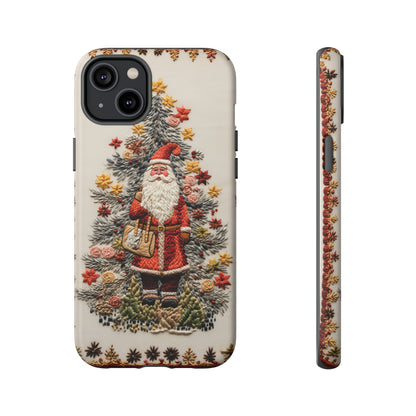 Vintage Embroidery Christmas Santa Phone Case