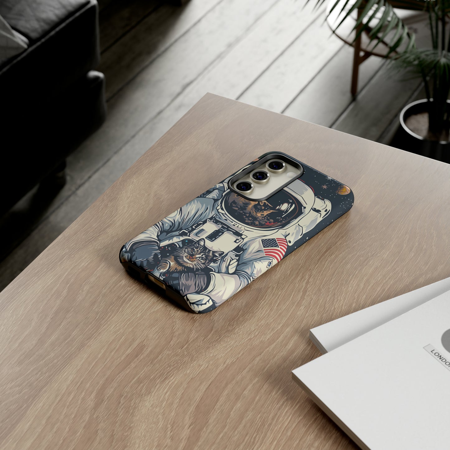 The Astronaut and the Cosmic Cat Phone Case