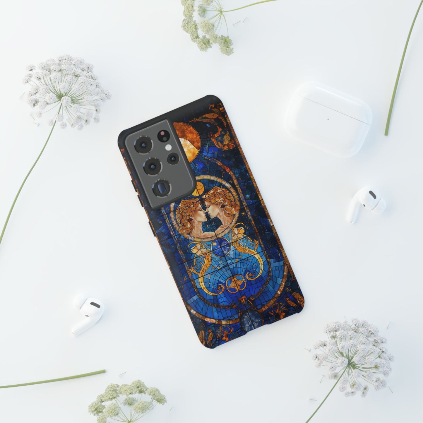 Gemini Astrology Stained Glass Phone Case