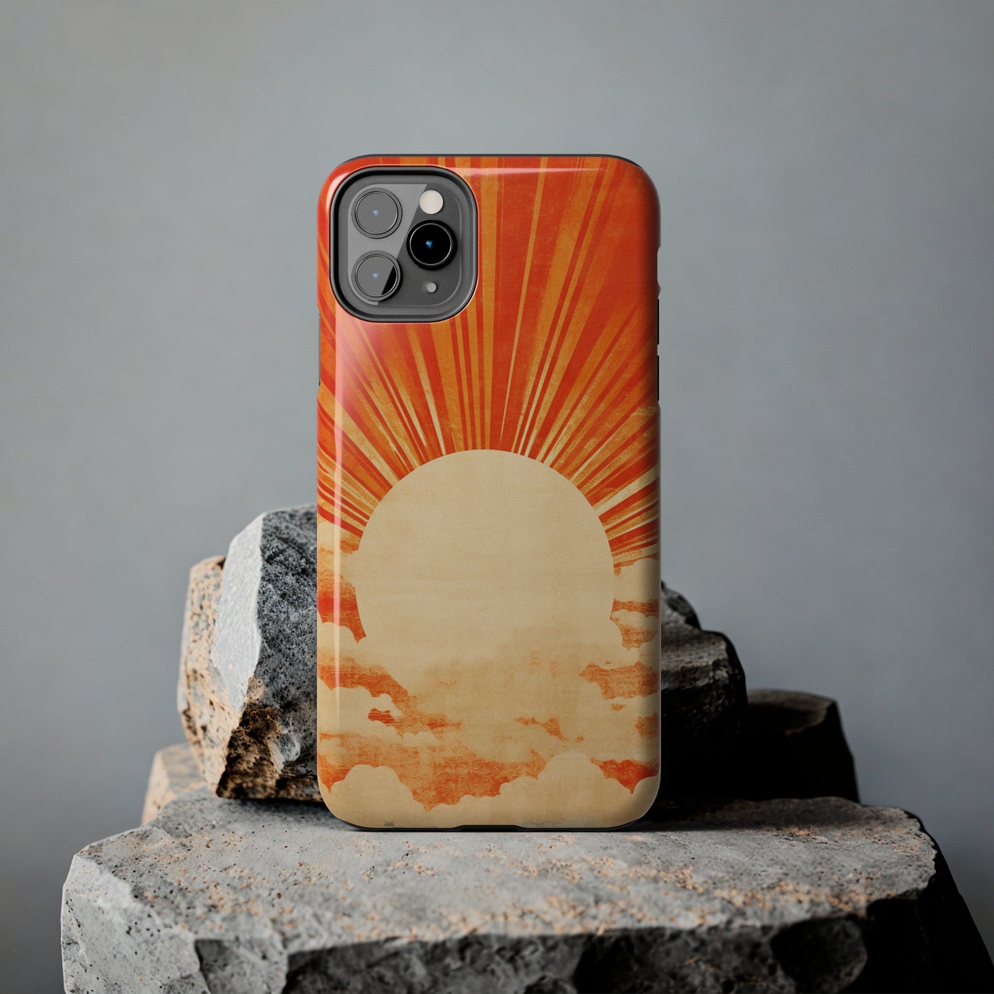 Retro Abstract Sunburst iPhone Case | Embrace the Nostalgic Charm of Artistic Rays