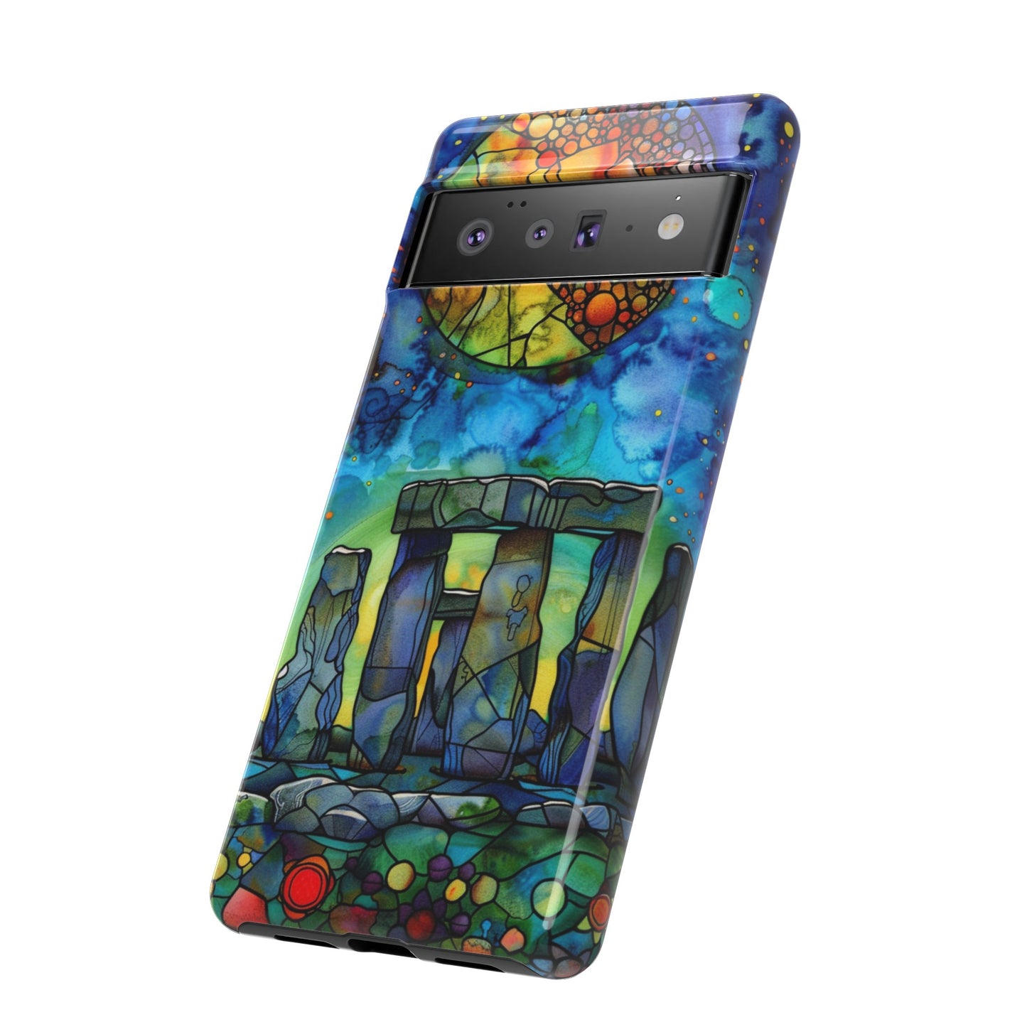 Stonehenge Neolithic Full Moon Stained Glass Watercolor Phone Cover