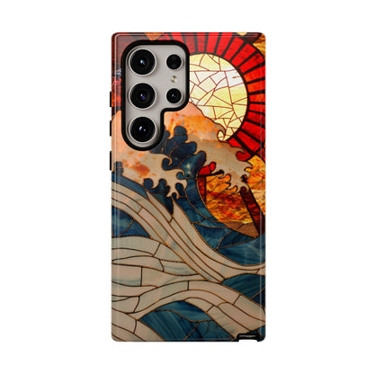 Japanese Rising Sun Phone Case Stained Glass Ocean Wave