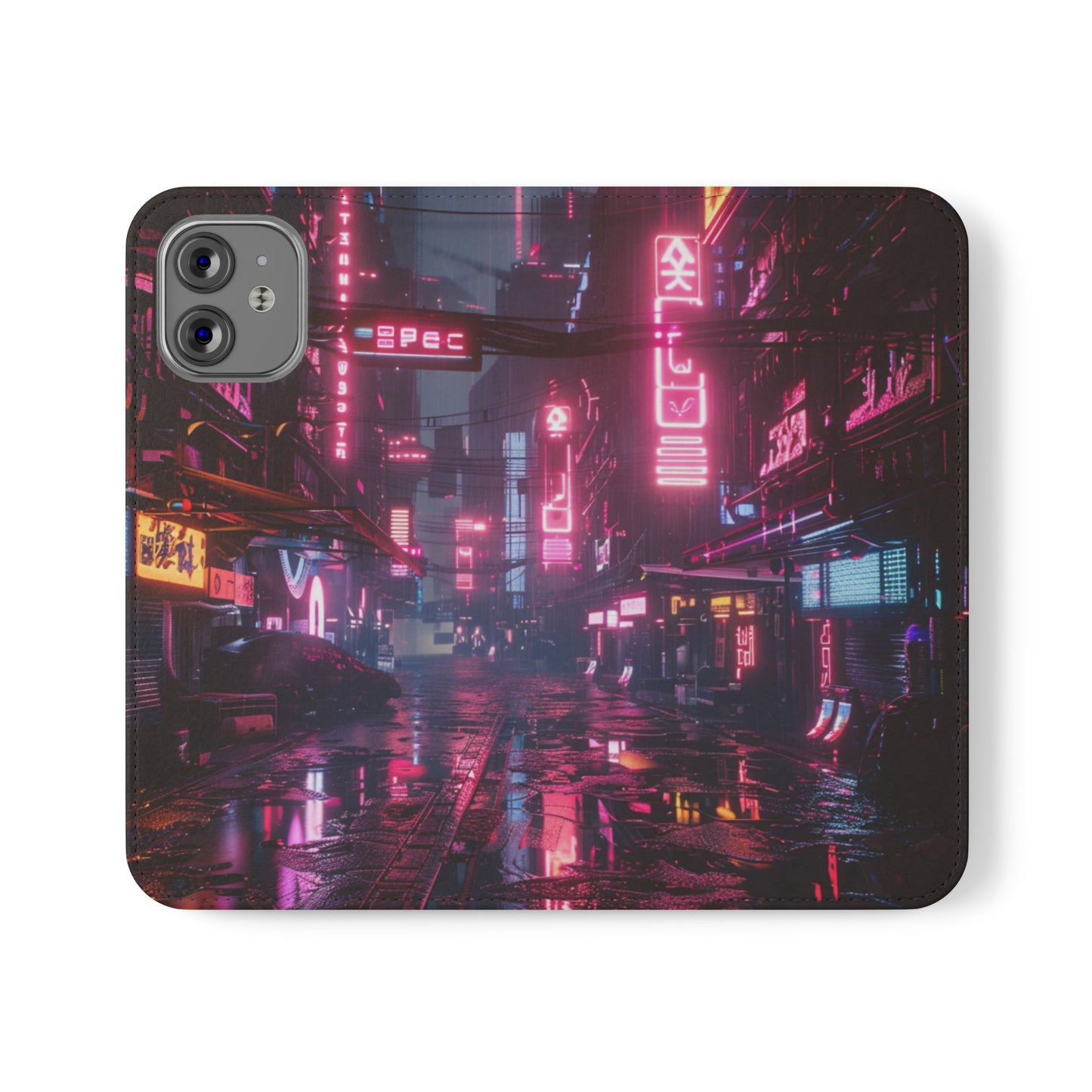 Cyberpunk City at Night Wallet Case