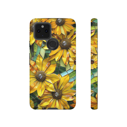 Yellow and Gold Daisy Mosaic Stained Glass Phone Case for iPhone 15, 14, Pro Max, 13, 12 & Samsung Galaxy S23, S22, S21, Google Pixel