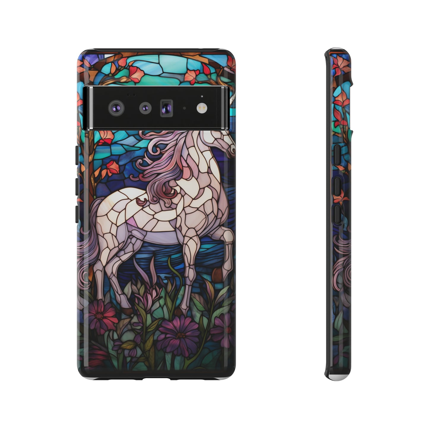 Unicorn Stained Glass iPhone, iPhone Case Retro Samsung Galaxy Phone Tough Case iPhone 15 14 Plus 13 12 7 8 Se Hippie Boho Style