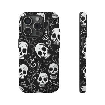 Join the Goth Side: Black Skull Floral Print | Mystical Elegance Case for iPhone, Samsung Galaxy, and Google Pixel