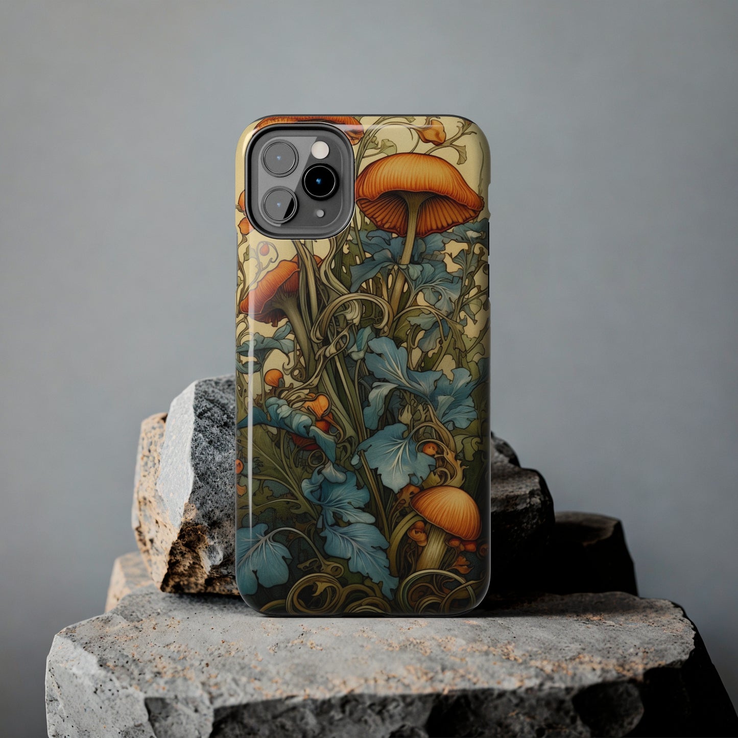 Vintage Mushroom iPhone Case Floral Aesthetic Art Nouveau Retro Phone Tough Case iPhone 14 Plus 13 12 7 8 SE Hippie Boho Style