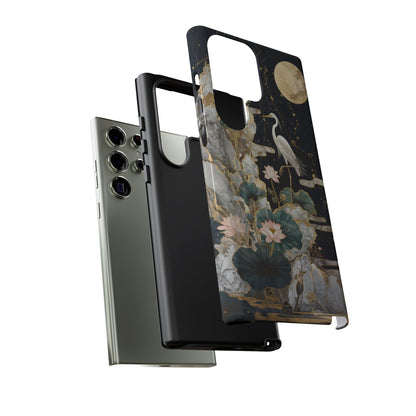 Heron and Moon Floral Zen Art Phone Case