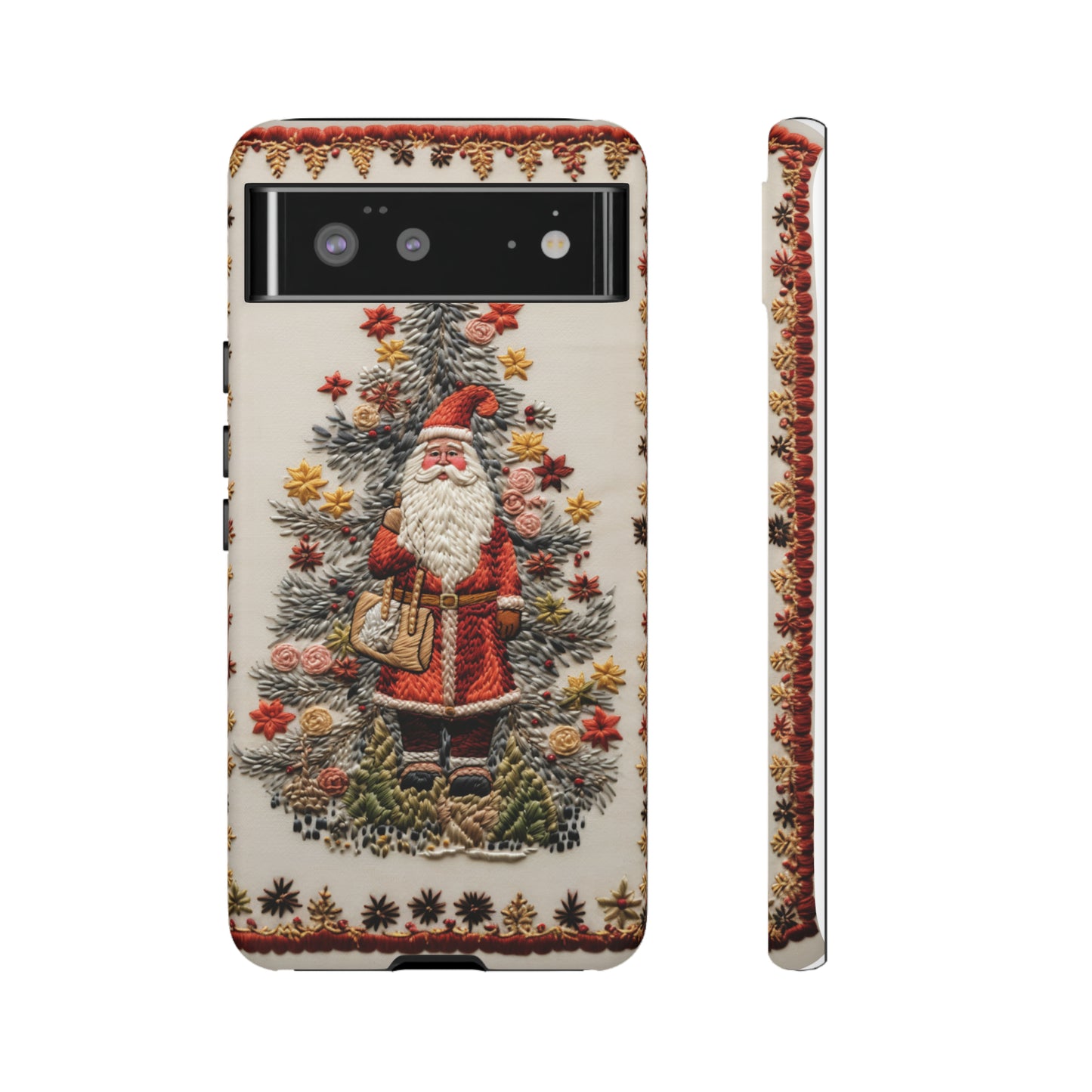 Vintage Embroidery Christmas Santa Phone Case