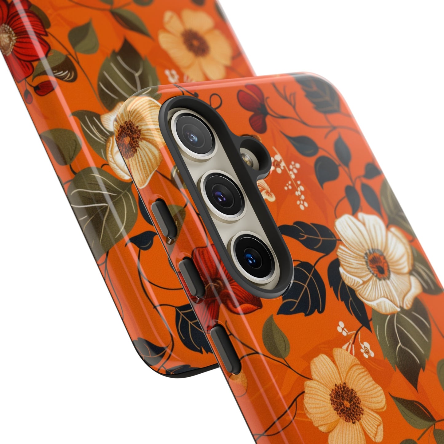 Orange Floral Phone Tough Case