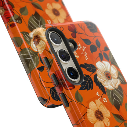 Orange Floral Phone Tough Case