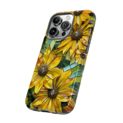 Yellow and Gold Daisy Mosaic Stained Glass Phone Case for iPhone 15, 14, Pro Max, 13, 12 & Samsung Galaxy S23, S22, S21, Google Pixel