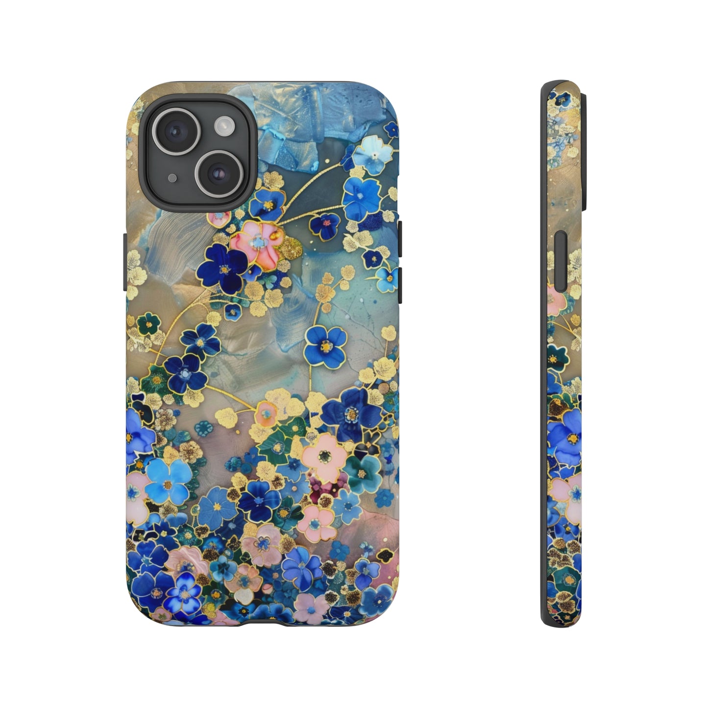 Forget Me Nots Gold Color Splash Floral Design Phone Case