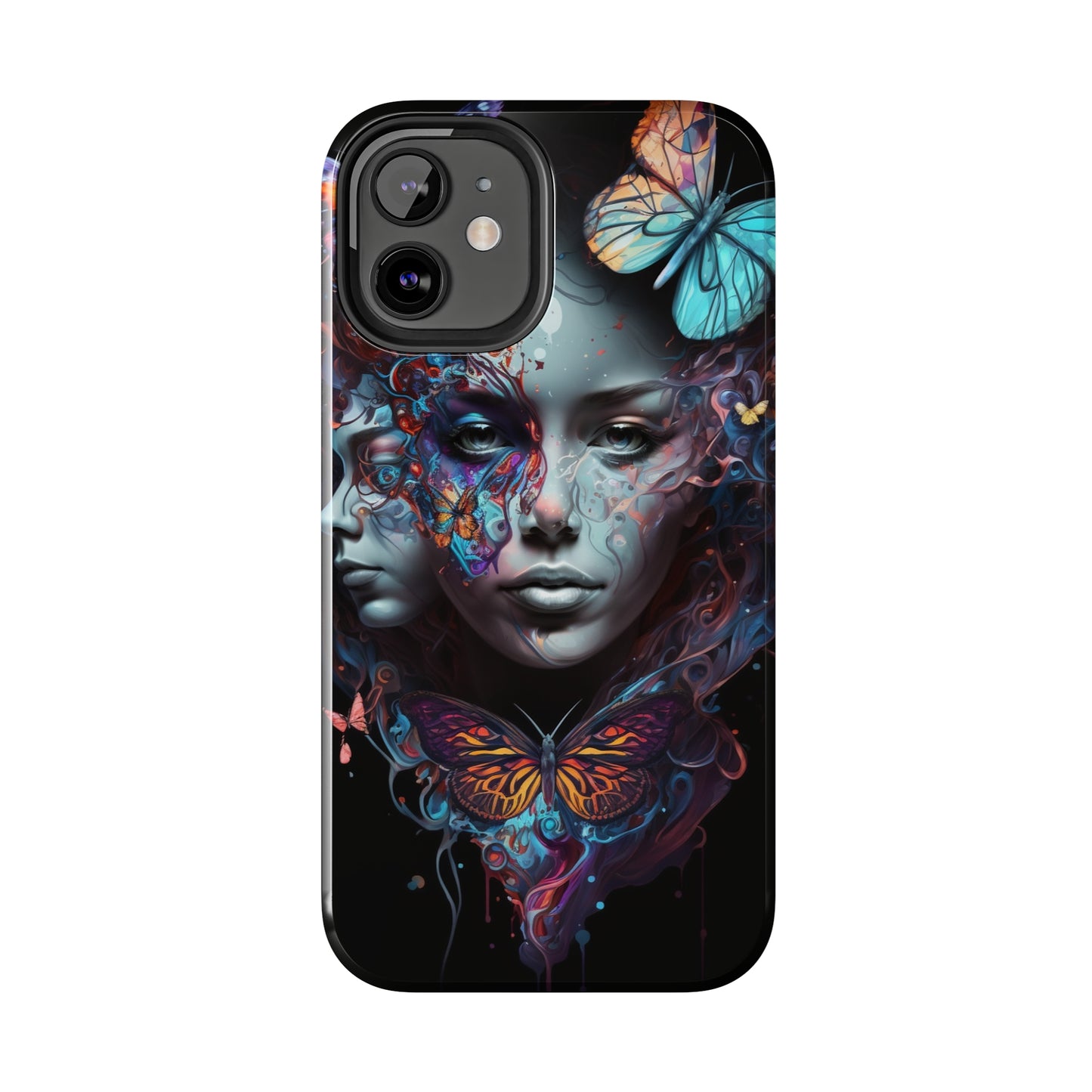 Synthwave Butterfly Girl Trippy Fantasy Art iPhone Case | Embrace the Futuristic Vibe with Whimsical Artistry