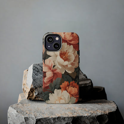 Vintage Floral Aesthetic Phone Tough Case Antique Print for iPhone 14 11 Pro 12 13 XR XS X 7+ 8 Boho Nature Flowers Cottage Core