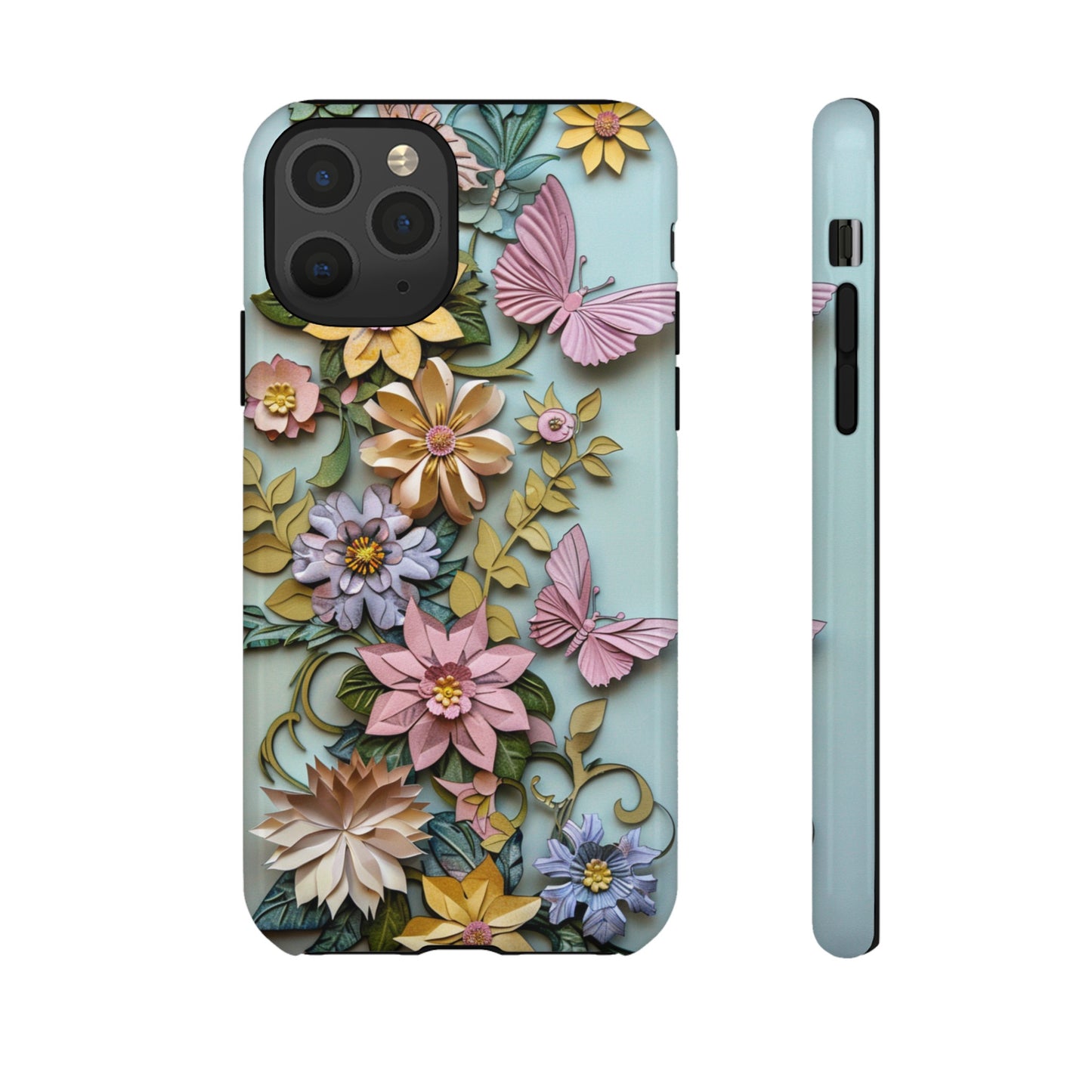 Pastel Pink Butterflies and Flowers iPhone Case