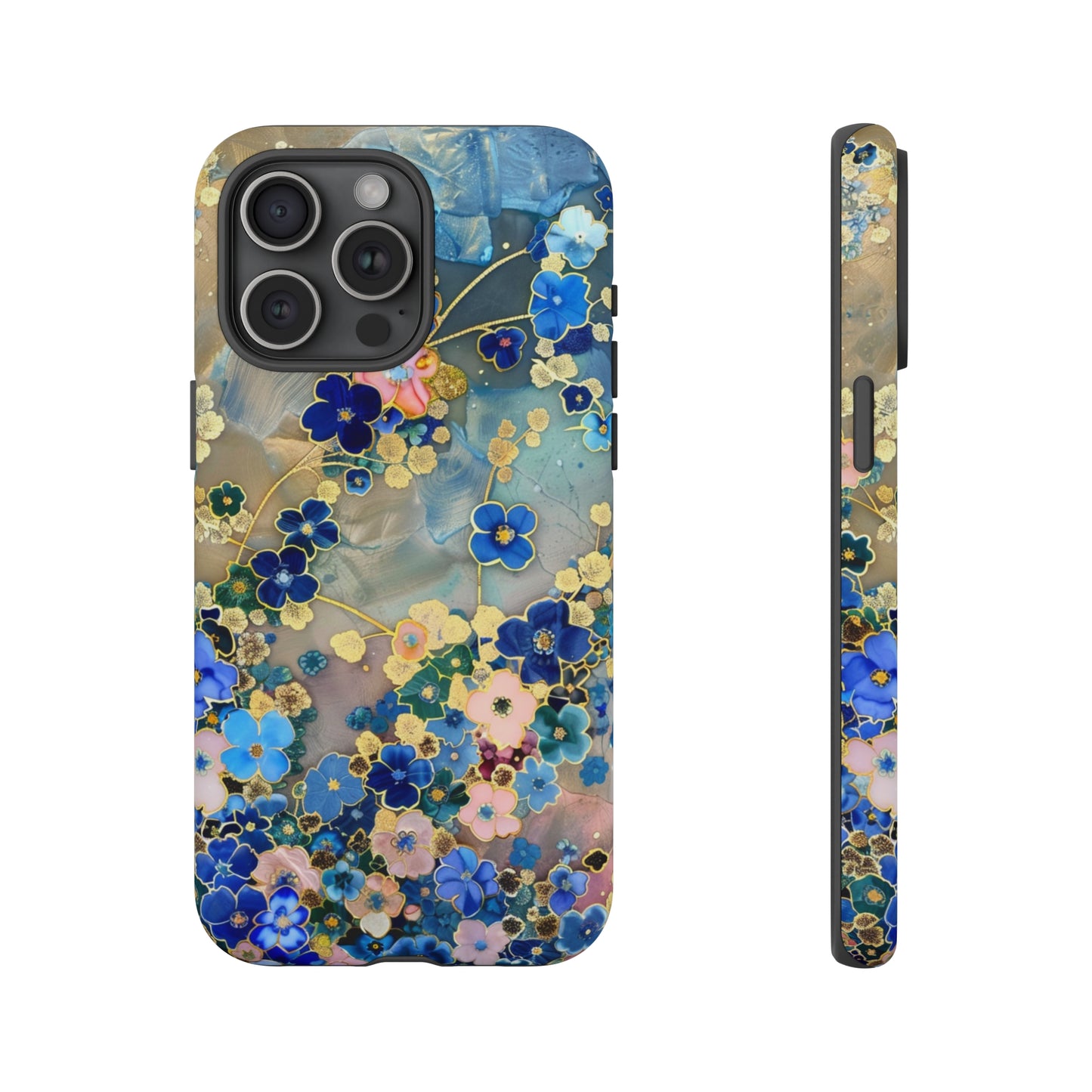 Forget Me Nots Gold Color Splash Floral Design Phone Case