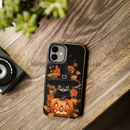 Trick or Treat Delight: Adorable Witch Cat Halloween Celebration | Whimsical iPhone Case