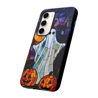 Stained Glass Halloween Ghost and Jack-o'-Lanterns Phone Cover