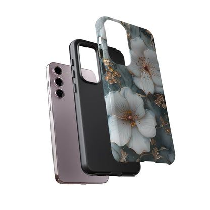 White Flower on Marble Stone  Phone Case