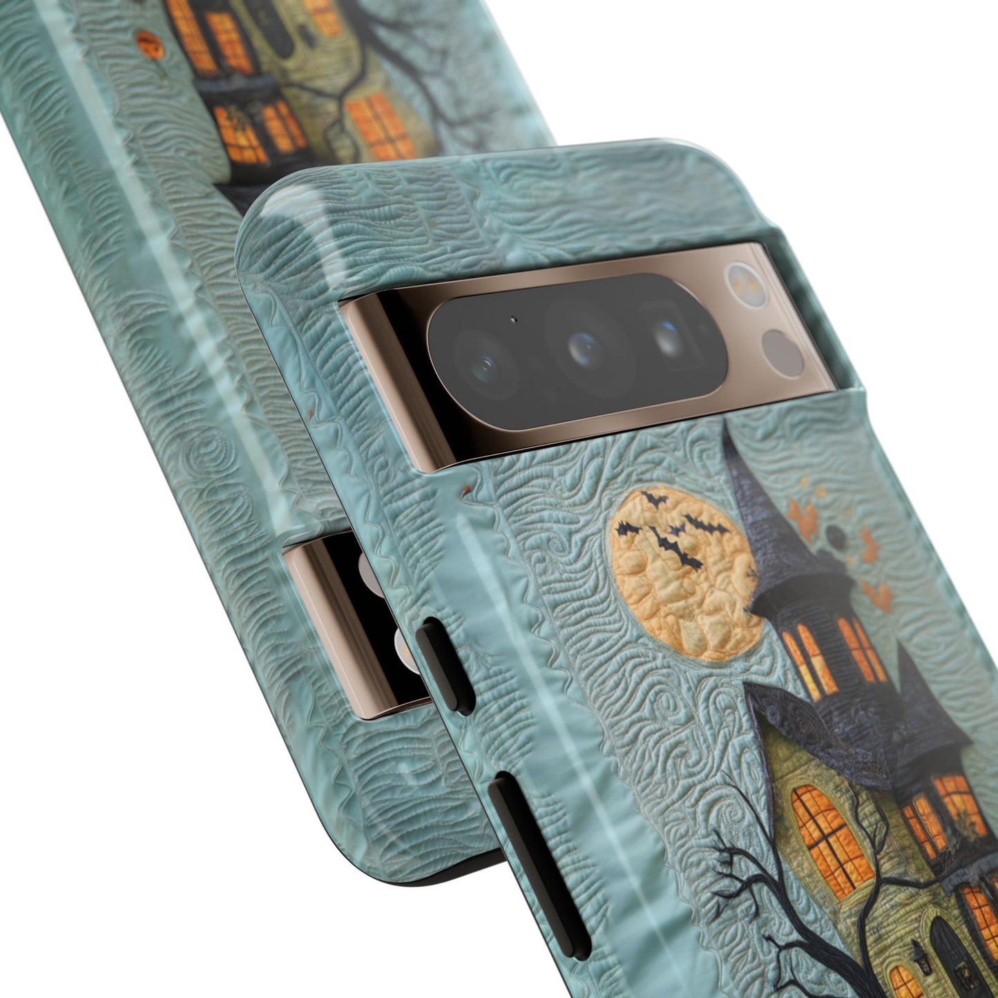 Halloween Haunted House Vintage Embroidery Style Phone Cover