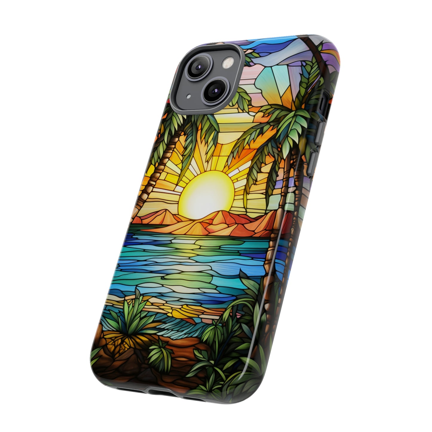 Tropical Stained Glass Sunset Beach