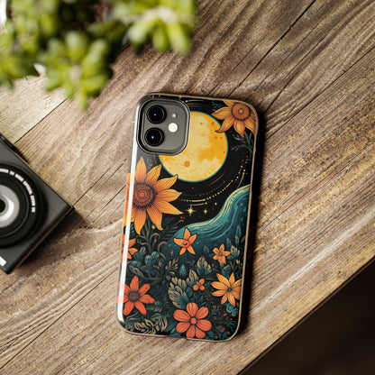 Boho Meets Cottagecore: Floral Sun, Moon & Stars iPhone Case – A Celestial Delight