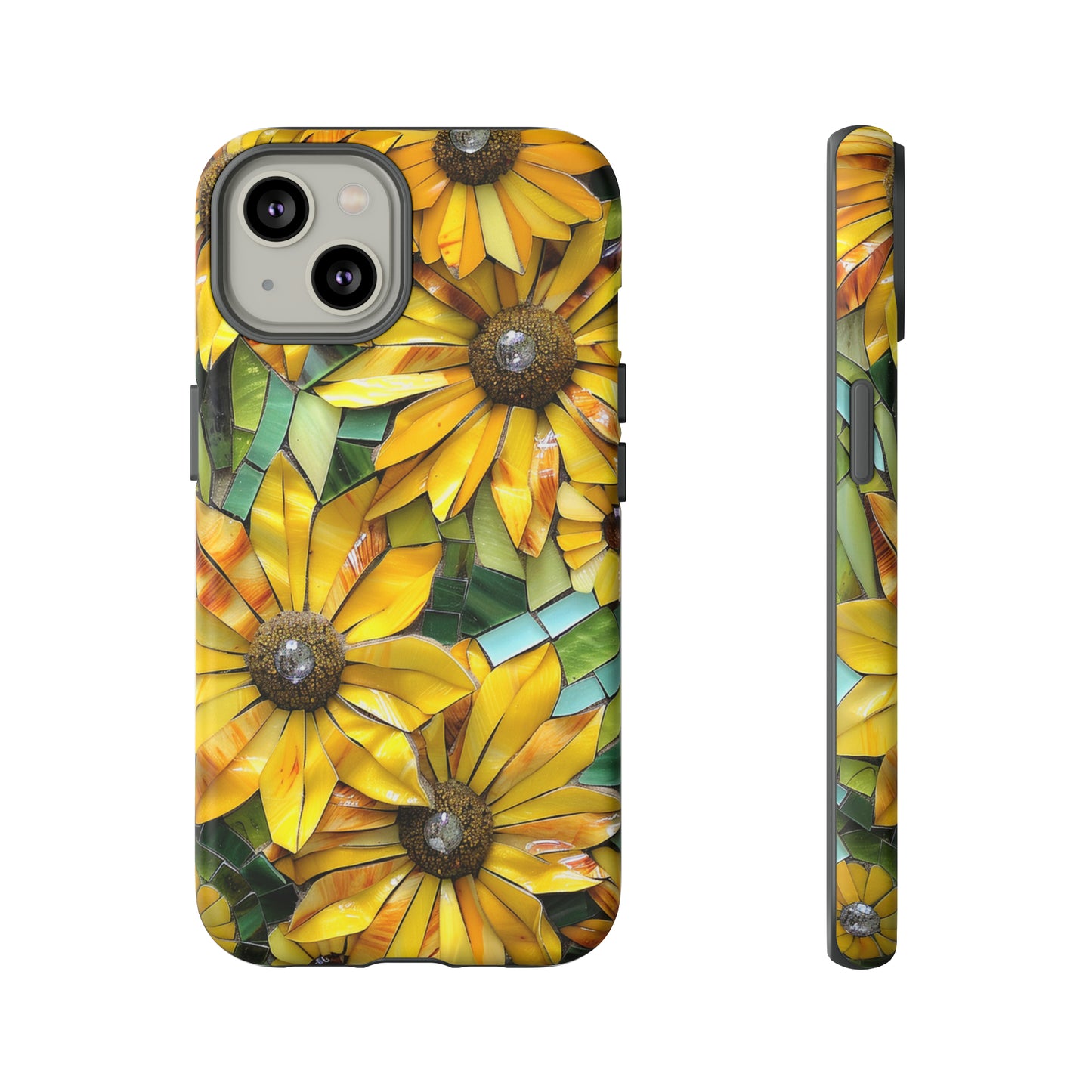 Yellow and Gold Daisy Mosaic Stained Glass Phone Case for iPhone 15, 14, Pro Max, 13, 12 & Samsung Galaxy S23, S22, S21, Google Pixel