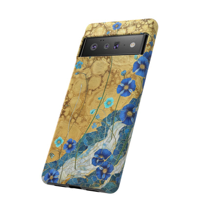 Forget Me Nots Gold Color Splash Floral Design Phone Case