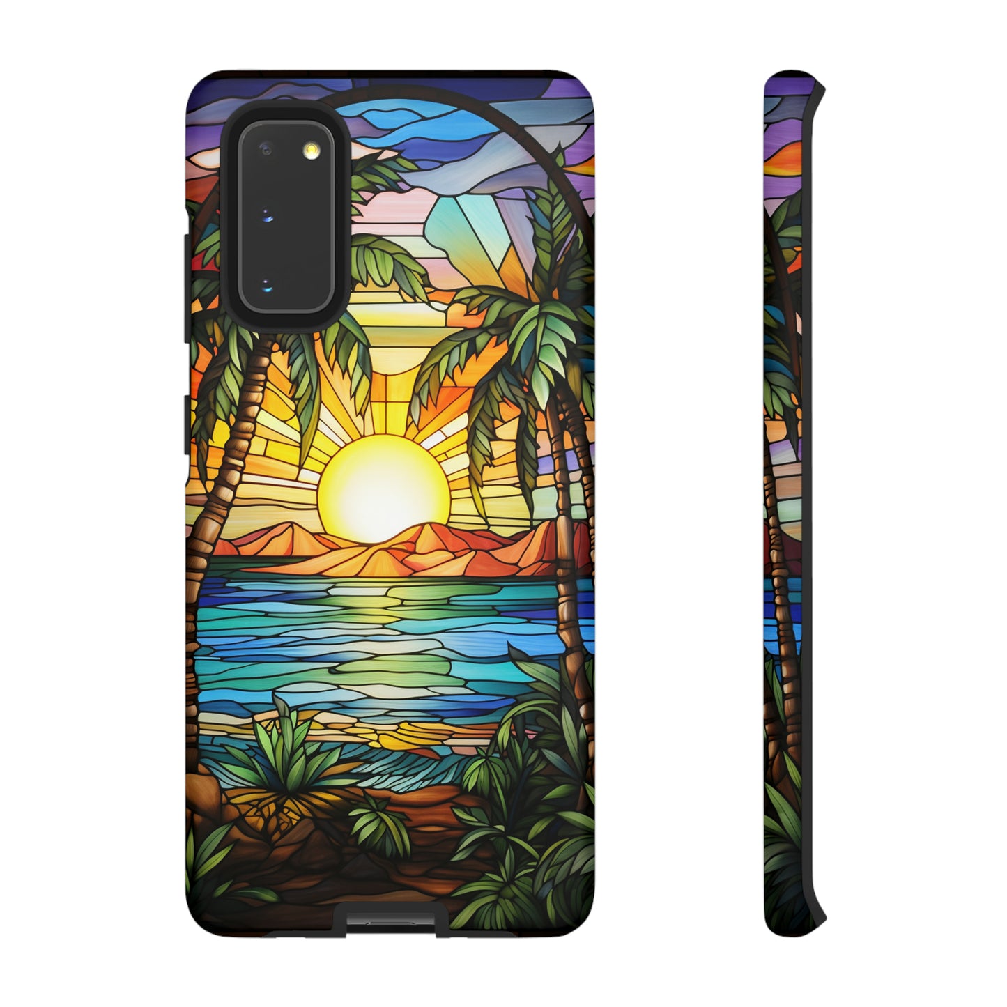 Tropical Stained Glass Sunset Beach