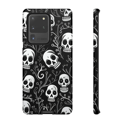 Join the Goth Side: Black Skull Floral Print | Mystical Elegance Case for iPhone, Samsung Galaxy, and Google Pixel