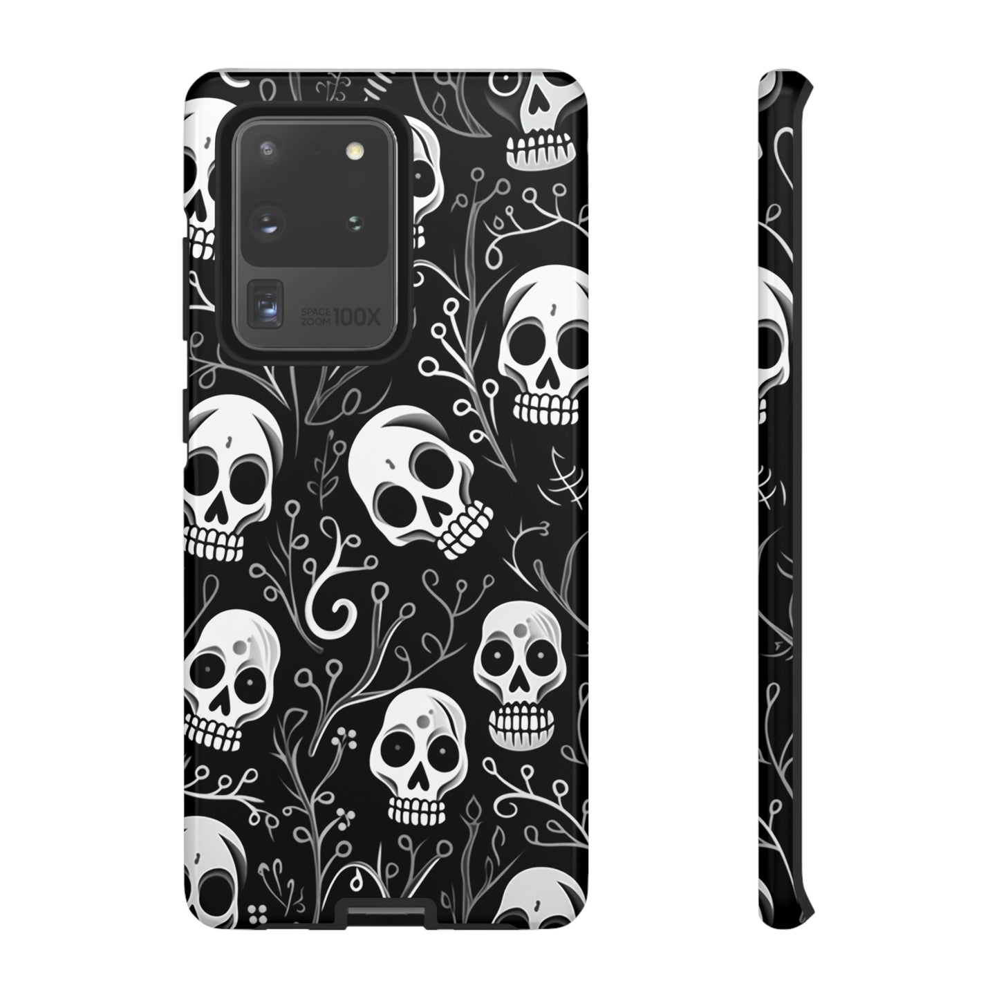 Join the Goth Side: Black Skull Floral Print | Mystical Elegance Case for iPhone, Samsung Galaxy, and Google Pixel