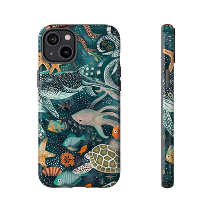 Undersea World Shark, Turtle, Manta Ray Phone Case