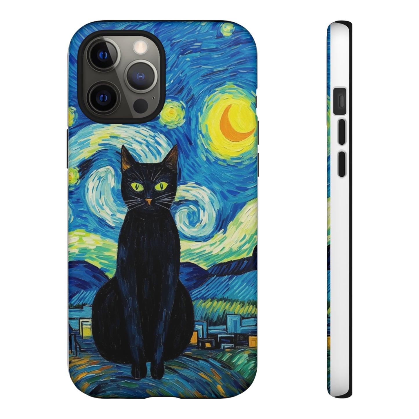 Starry Night Van Gogh Black Cat iPhone, Samsung Galaxy, Google Pixel  Case | Embrace Artistic Whimsy and Feline Charm