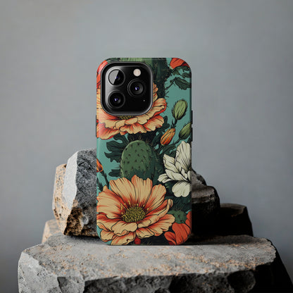 Desert Dream: Retro Vibe Cactus Tough iPhone Case