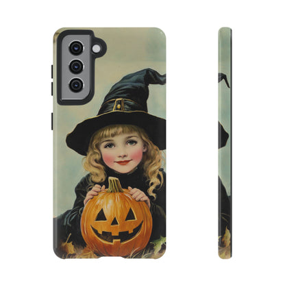 Vintage Halloween Card Witch and Jack-o'-lantern Phone Cover