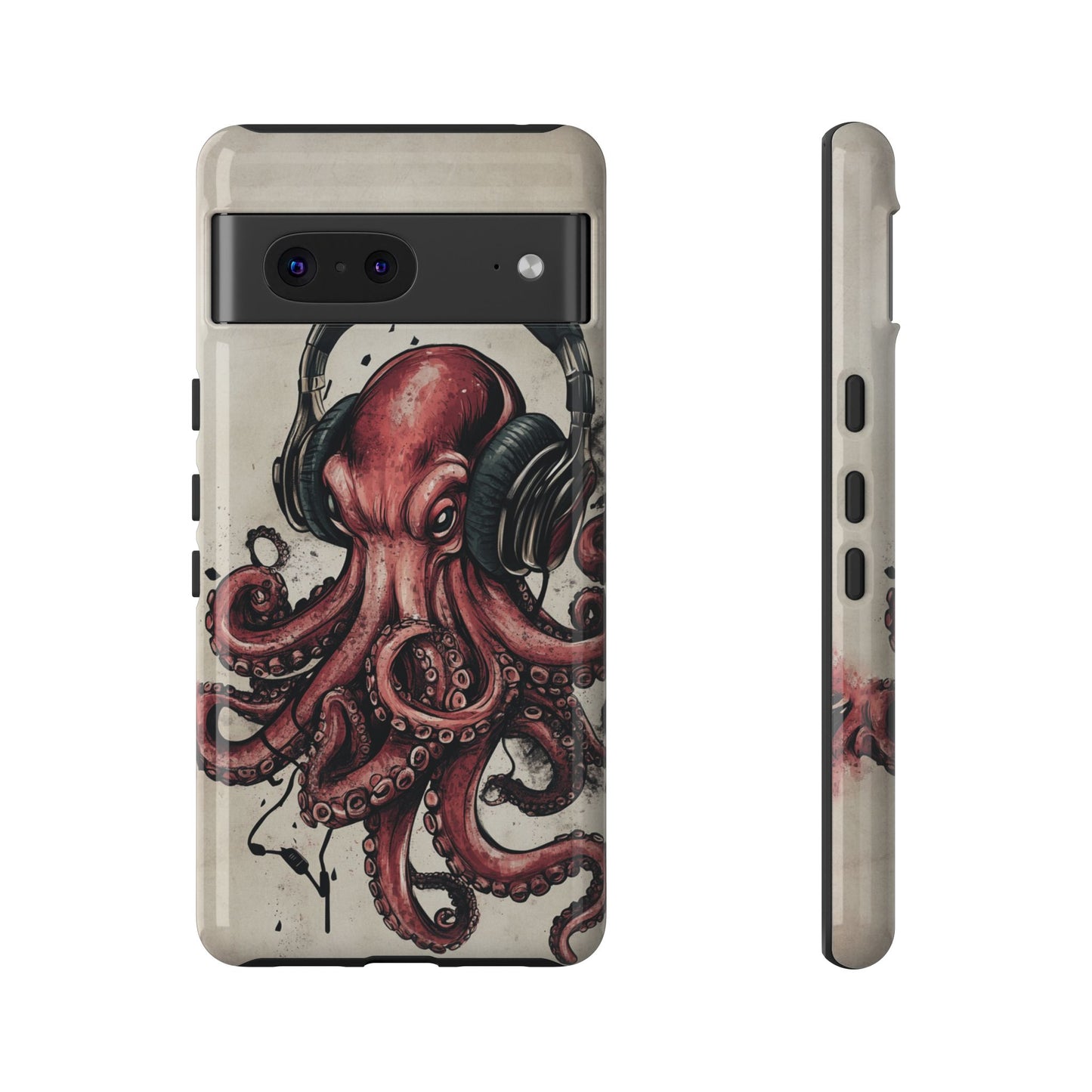 Retro Style Japanese Octopus Listening to Headphones Phone Cover