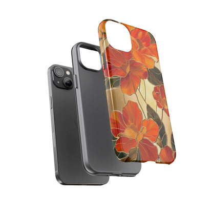 Orange Floral Phone Case Stained Glass Flower Aesthetic