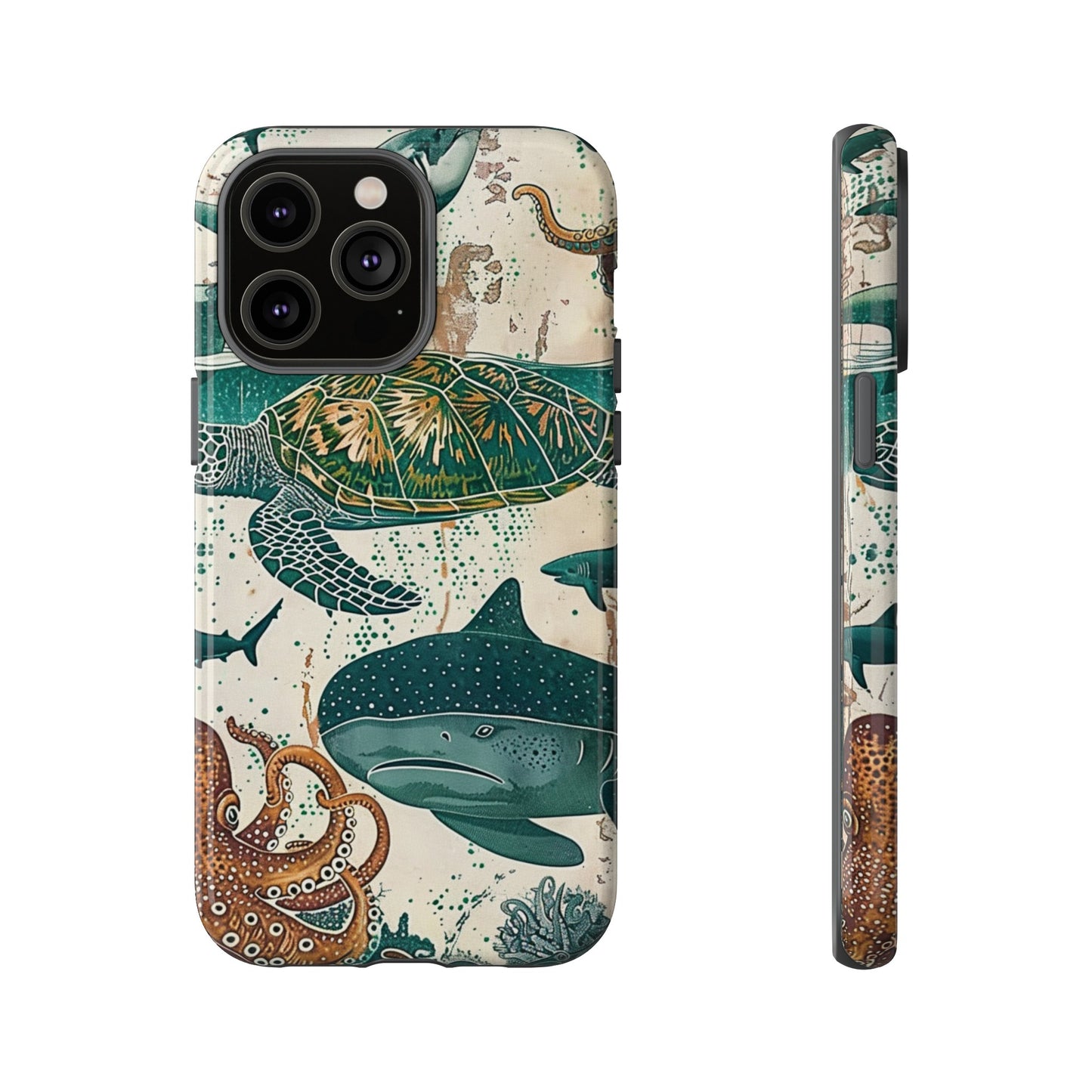 Undersea World Shark, Turtle, Manta Ray Phone Case