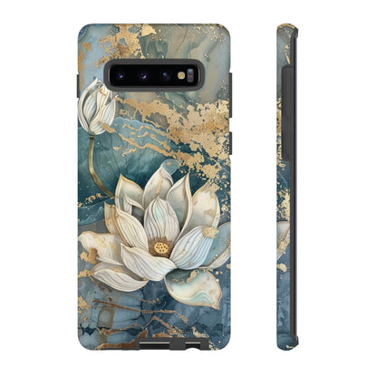 Zen Stained Glass Marble Lotus Floral Design Phone Case