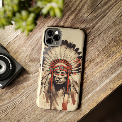 Proud Heritage: Native American Chief Headdress | Iconic Tribal iPhone Case for Models 11 through 14 Pro Max