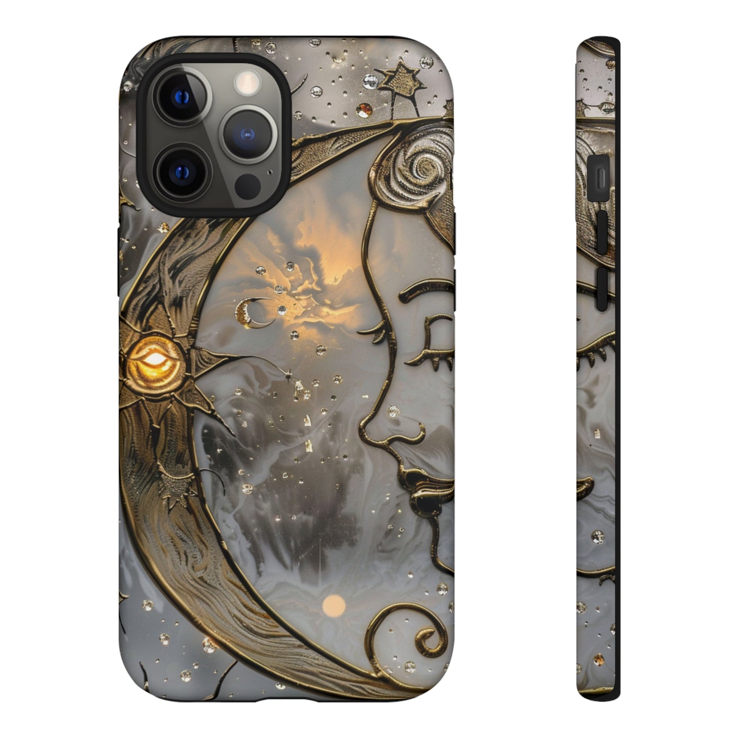 Moon Stars Stained Glass Starry Night Phone Case